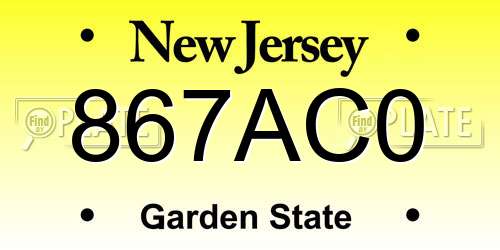 867AC0 New Jersey License Plate