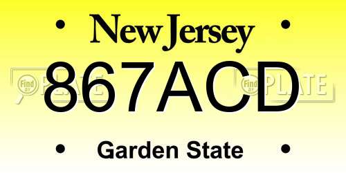 867ACD New Jersey License Plate