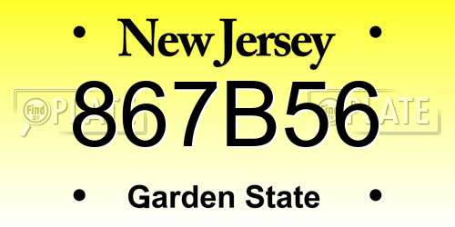 867B56 New Jersey License Plate