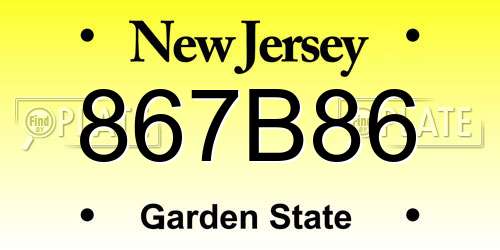 867B86 New Jersey License Plate