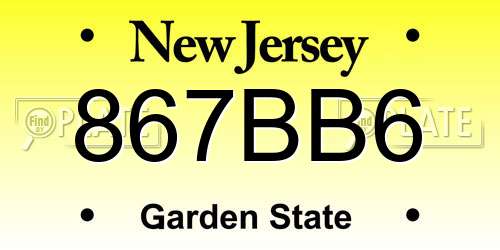 867BB6 New Jersey License Plate