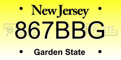 867BBG New Jersey License Plate