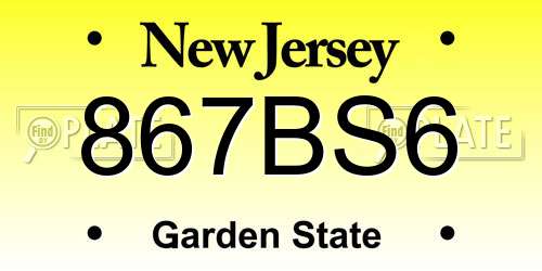 867BS6 New Jersey License Plate