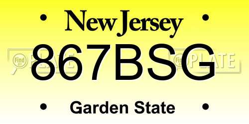 867BSG New Jersey License Plate