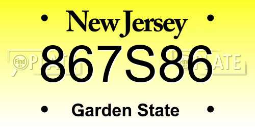 867S86 New Jersey License Plate