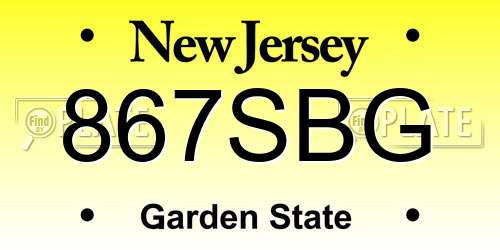 867SBG New Jersey License Plate
