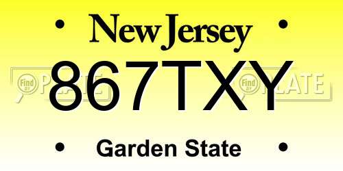 867TXY New Jersey License Plate