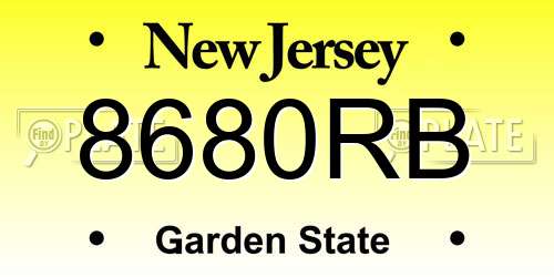 8680RB New Jersey License Plate