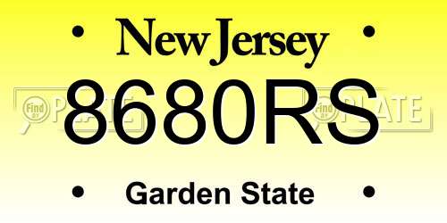 8680RS New Jersey License Plate