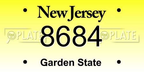 8684 New Jersey License Plate