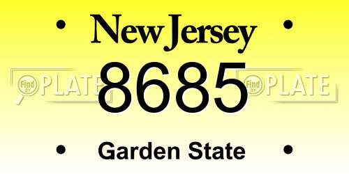 8685 New Jersey License Plate