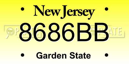 8686BB New Jersey License Plate