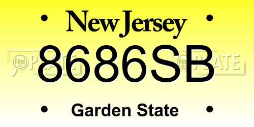8686SB New Jersey License Plate