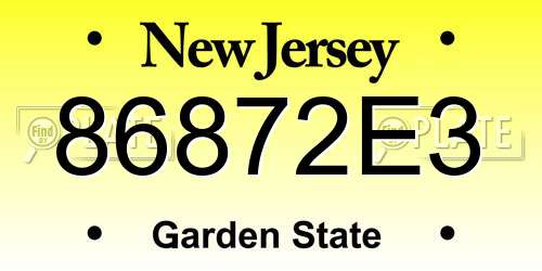 86872E3 New Jersey License Plate