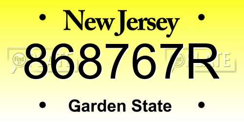 868767R New Jersey License Plate