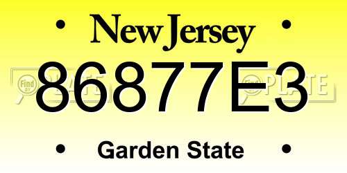 86877E3 New Jersey License Plate