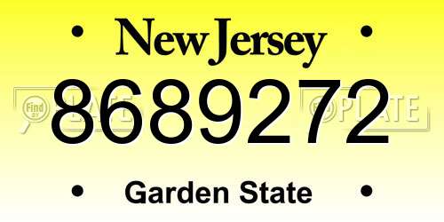 8689272 New Jersey License Plate