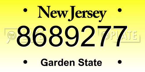 8689277 New Jersey License Plate