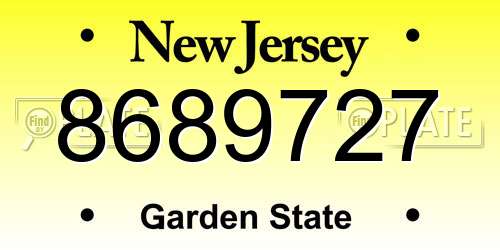 8689727 New Jersey License Plate
