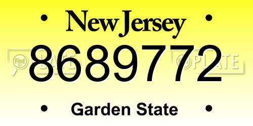 8689772 New Jersey License Plate