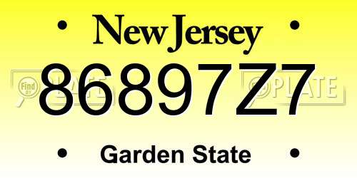 86897Z7 New Jersey License Plate