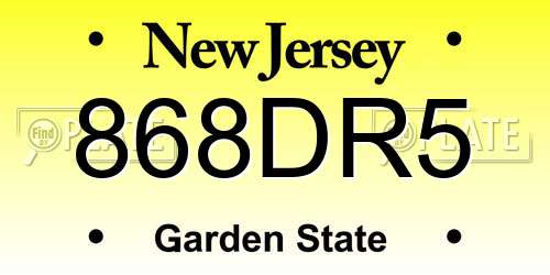 868DR5 New Jersey License Plate
