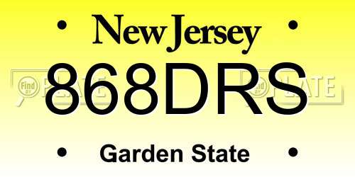 868DRS New Jersey License Plate