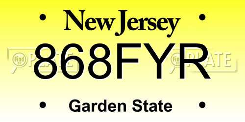 868FYR New Jersey License Plate