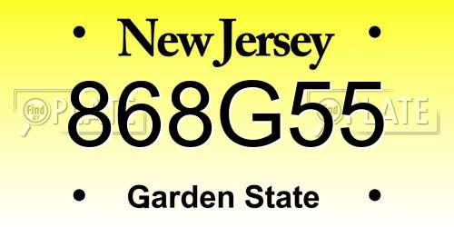 868G55 New Jersey License Plate