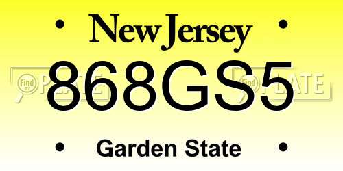 868GS5 New Jersey License Plate