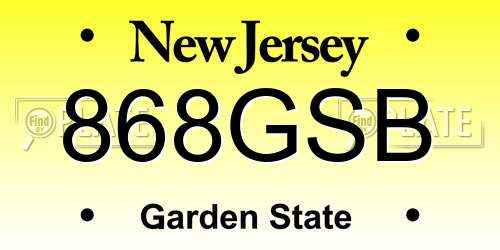 868GSB New Jersey License Plate