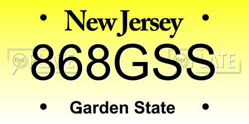 868GSS New Jersey License Plate