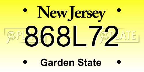 868L72 New Jersey License Plate
