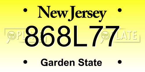 868L77 New Jersey License Plate