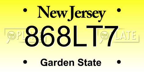 868LT7 New Jersey License Plate