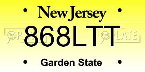 868LTT New Jersey License Plate