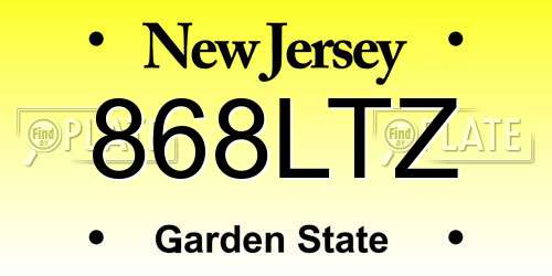868LTZ New Jersey License Plate