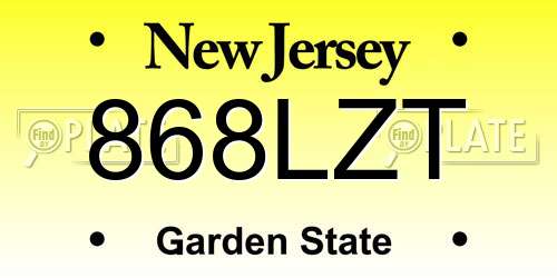 868LZT New Jersey License Plate