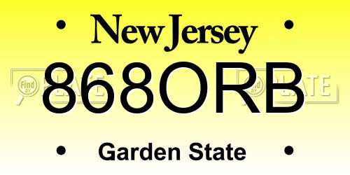 868ORB New Jersey License Plate