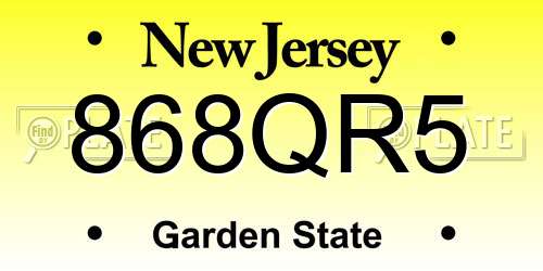 868QR5 New Jersey License Plate