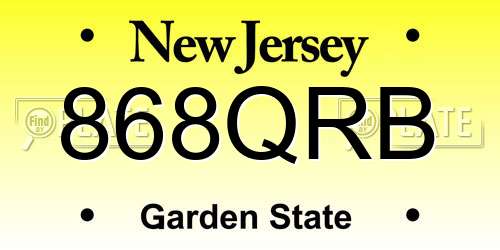 868QRB New Jersey License Plate