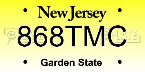 868TMC New Jersey License Plate