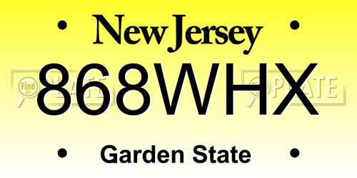 868WHX New Jersey License Plate
