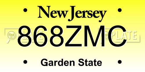 868ZMC New Jersey License Plate