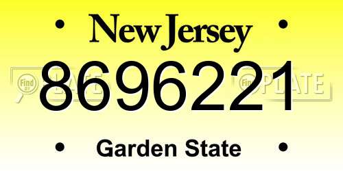8696221 New Jersey License Plate