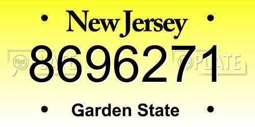 8696271 New Jersey License Plate