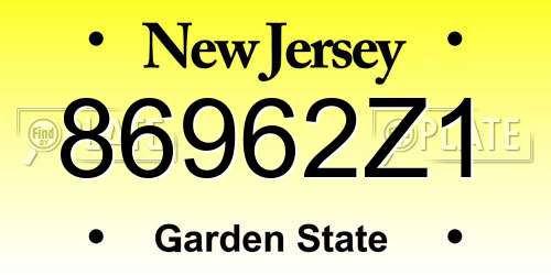 86962Z1 New Jersey License Plate