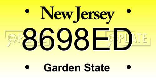 8698ED New Jersey License Plate