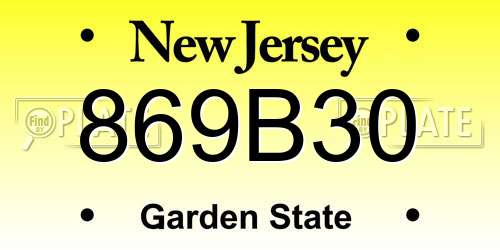 869B30 New Jersey License Plate