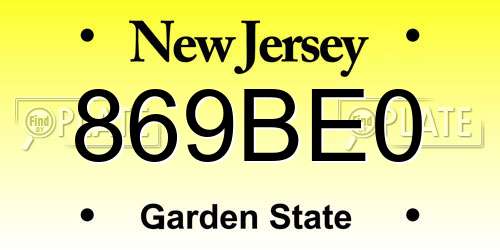 869BE0 New Jersey License Plate
